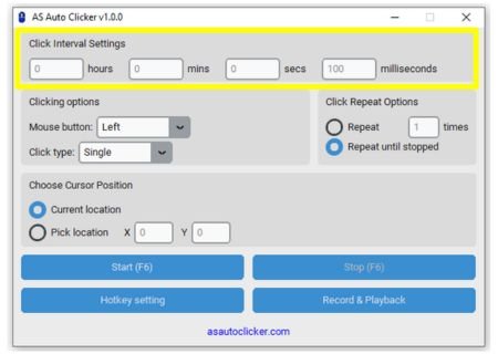 click interval settings