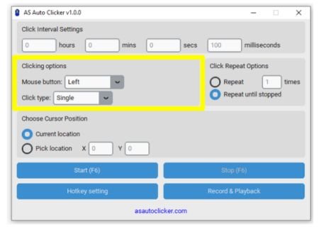 clicking options